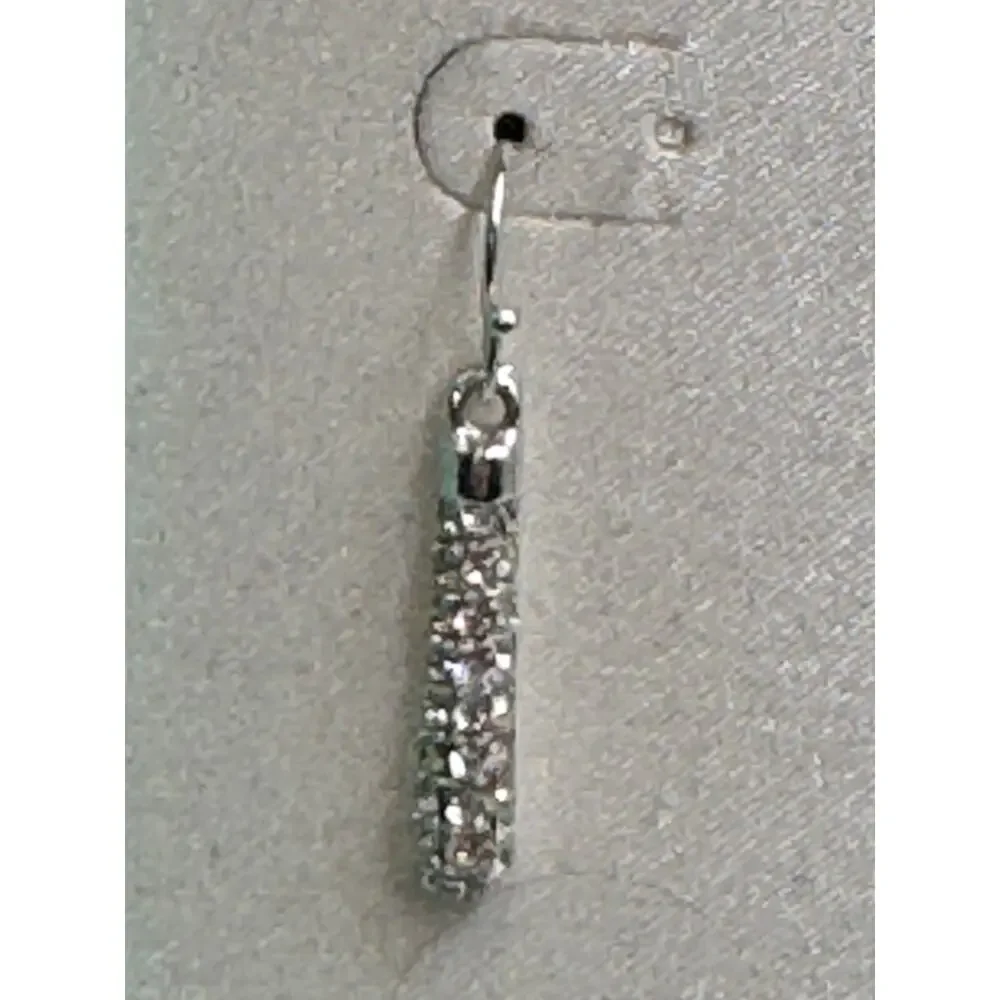 Swarovski Crystal Linear Bar Drop Earrings Silver Tone Dangle With Box